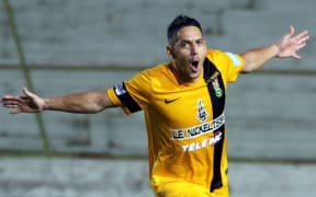 AS Magenta's Nicolas Marin celebrates scoring against AS Central Sport.