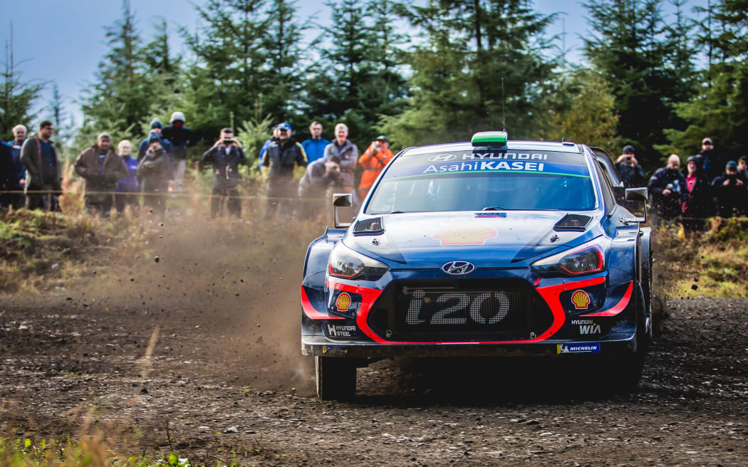 NZ rally driver Hayden Paddon racing in Wales