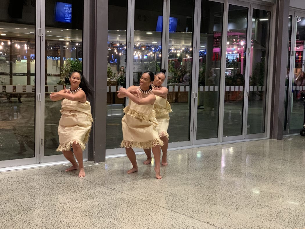 Tulou Dance members, Ufitia Sagapolutele, Fuaao Tutulu Faith Schuster and Lyncia Muller perform a sneak peak of their show Tinā.