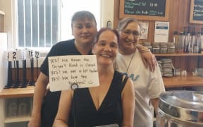 Olive Henare (left), Helen Brown, and Marie Hawira at Utopia Cafe.