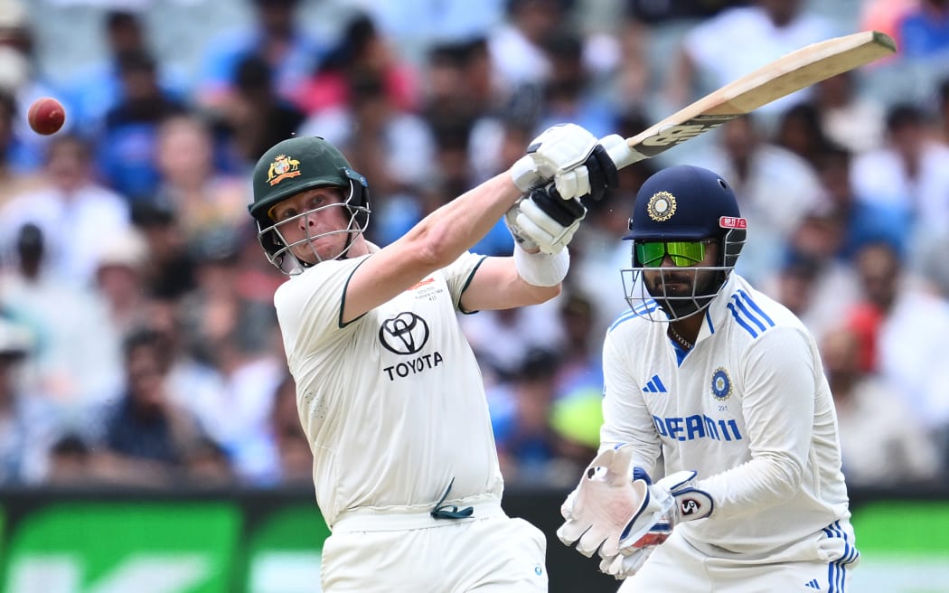 Steve Smith on his way to his 11th test century against India.