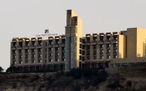 This picture taken on March 8, 2019 shows a general view of the five-star Zaver Pearl Continental hotel known as the Pearl Continental,