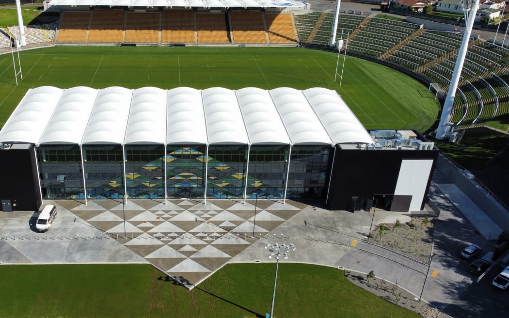 An aerial shot of the stadium's East Stand.