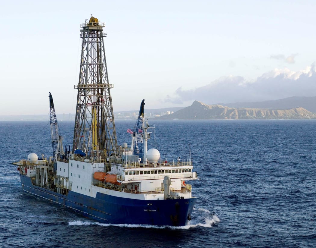 The JOIDES Resolution drilling ship carried out six two-month long research expeditions around New Zealand in 2017.