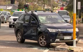 Two cars, including a Mitsubishi SUV, were left with holes in Revesby on Tuesday.