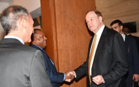 US Senator Richard Shelby meets Fijian Defence Minister Inia Seruiratu in Suva on Thursday.