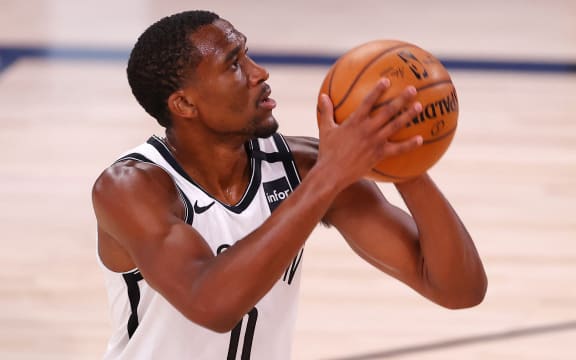 Jeremiah Martin #0 of the Brooklyn Nets shoots against the Orlando Magic during the first half at ESPN Wide World Of Sports Complex on August 11, 2020 in Lake Buena Vista, Florida.