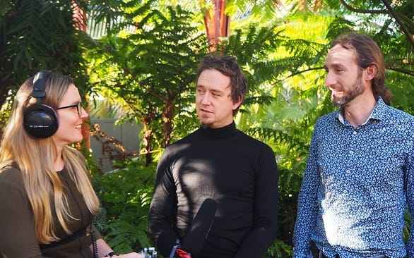 Dr Matt Renner (left) and Dr Trevor Wilson (right) being interviewed by Branch Out host, Vanessa Fuchs.