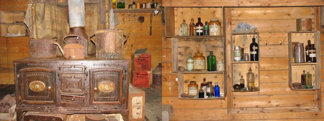 Images from inside Shackleton's hut at Cape Royds.