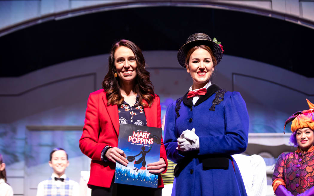 Labour leader Jacinda Ardern visited Auckland's Civic Theatre, where a production of Mary Poppins will open on Friday.