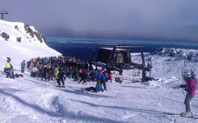 Crowds of skiers flocked to the Turoa field.