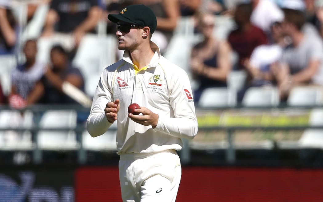 Australian fielder Cameron Bancroft with the ball during the fourth day of the third Test cricket match between South Africa and Australia.