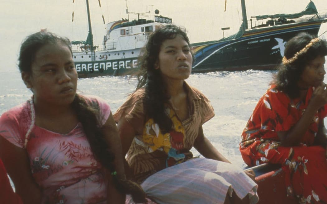Evacuation of Rongelap Islanders to Mejato by the Rainbow Warrior crew in the Pacific 1985.