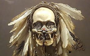 An example of an Asmat decorated skull.
