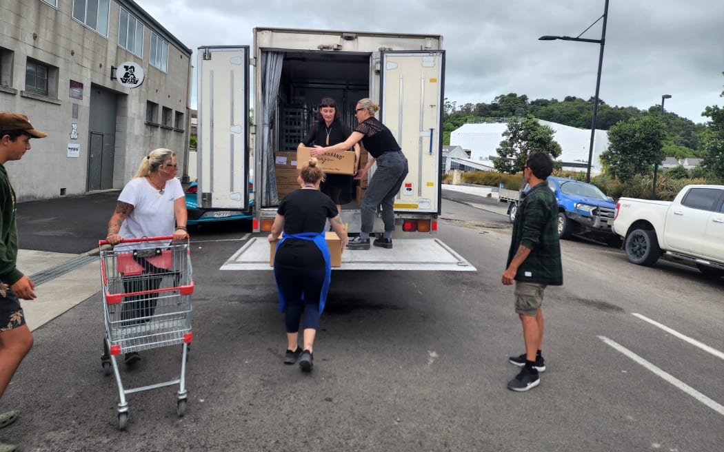 Transporting produce from Leaderbrand to Supergrans following Cyclone Gabrielle.