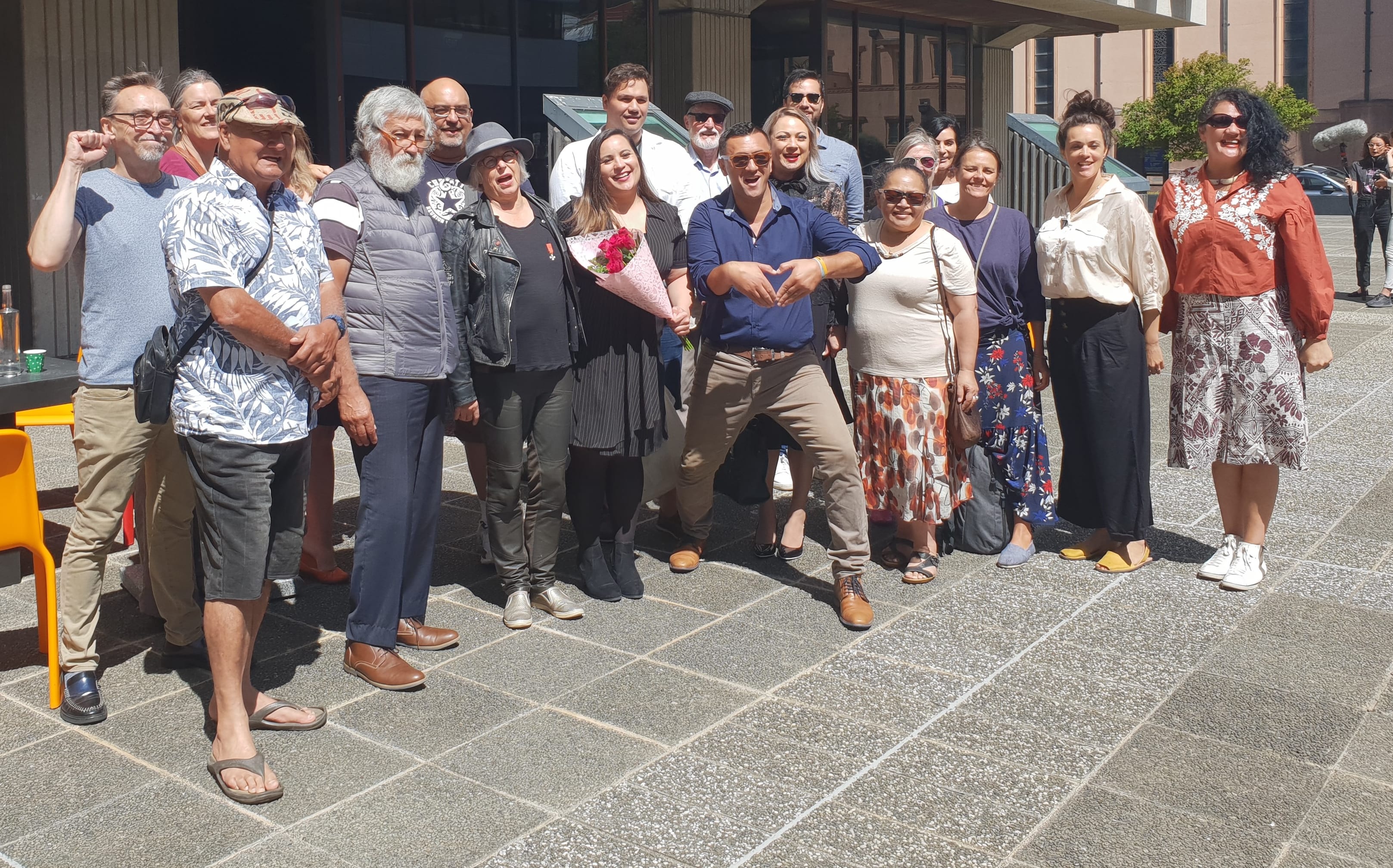 Supporters of Renae Maihi gather after news broke the case had been dropped.