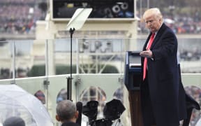 President Donald Trump thanks former President Barack Obama, during the inaugural address.