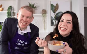 Chris Hipkins and Charlotte Cook in the 'Grilled' election series presented by Charlotte Cook.
,