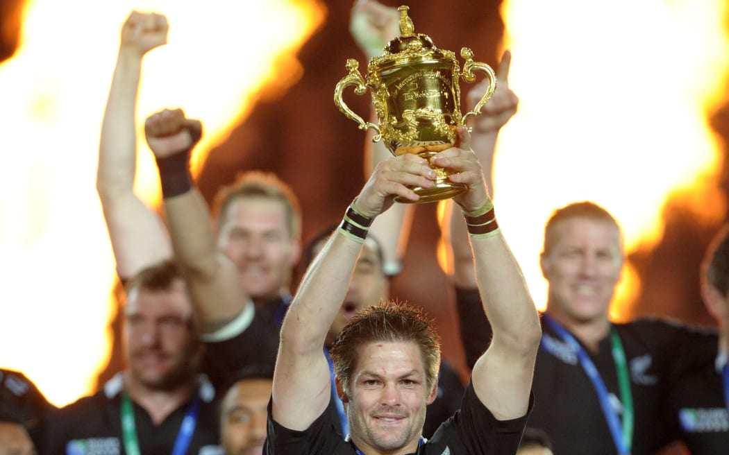 All Blacks celebrate 2011 Rugby World Cup victory.