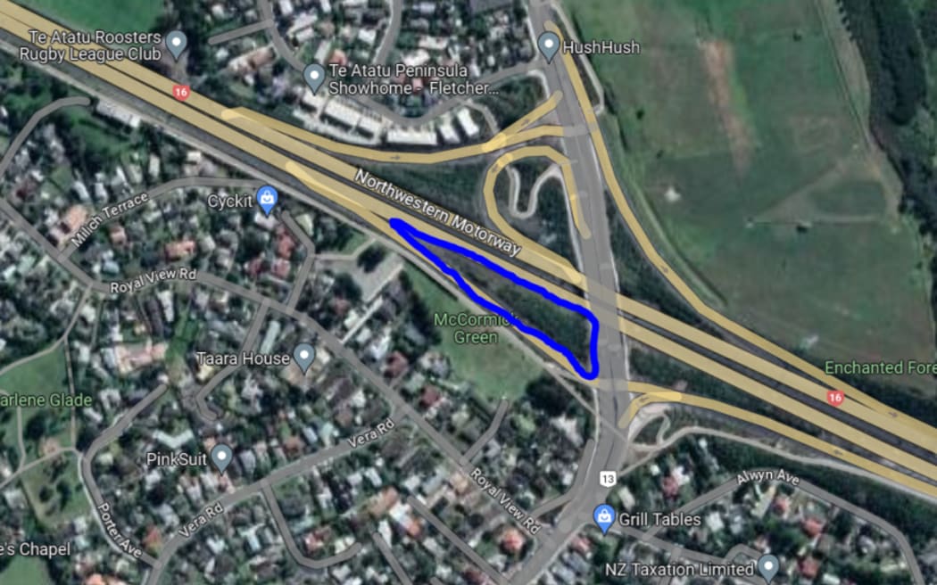 The area (highlighted in blue) where the stray pig has made itself at home.