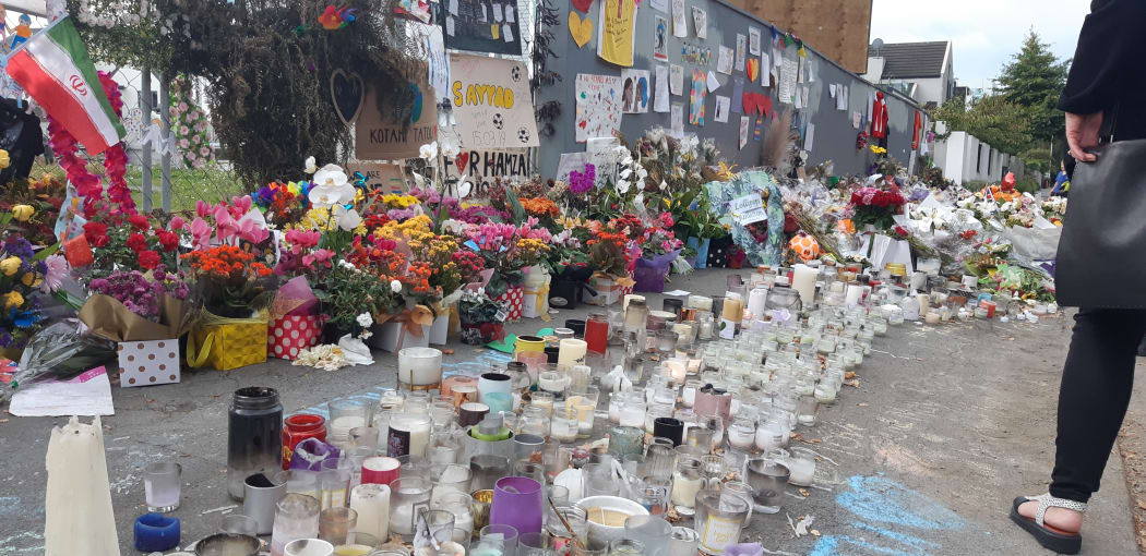Flowers and other tributes left at Hagley Park for the victims of the attacks on two Christchurch mosques.