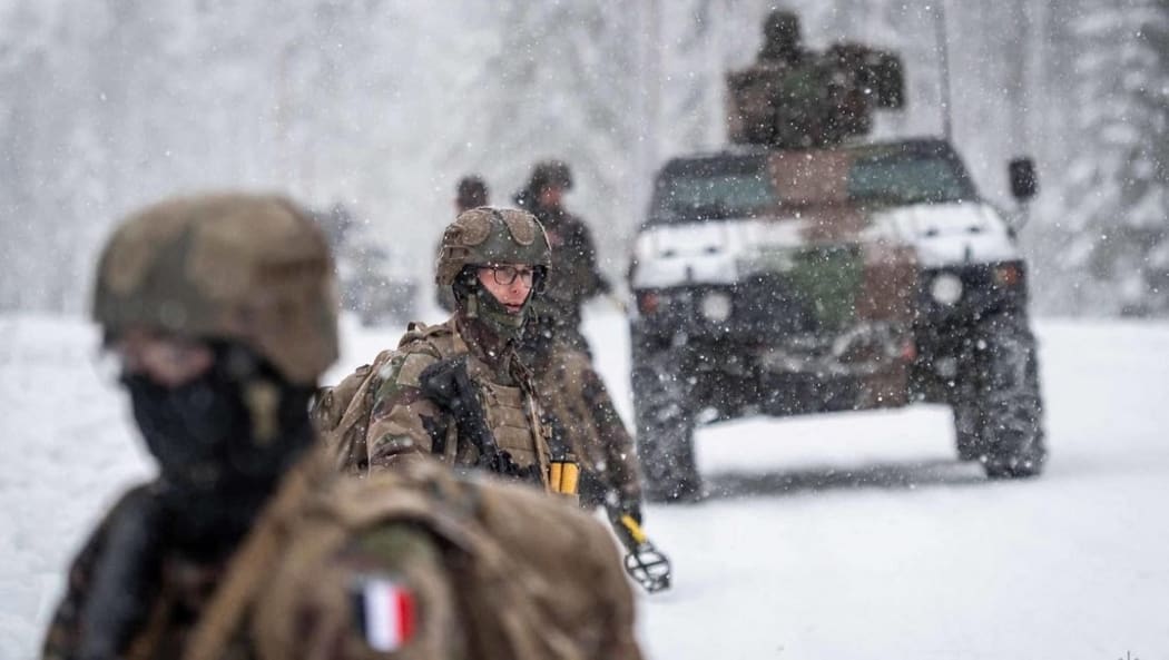 French soldiers during exercise at the Winter Camp in Estonia