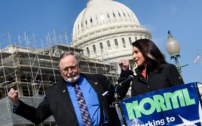 US Congressman Don Young, Republican of Alaska, left, with Rep. Tulsi Gabbard on Capitol Hill March 7, 2019 in Washington, DC.