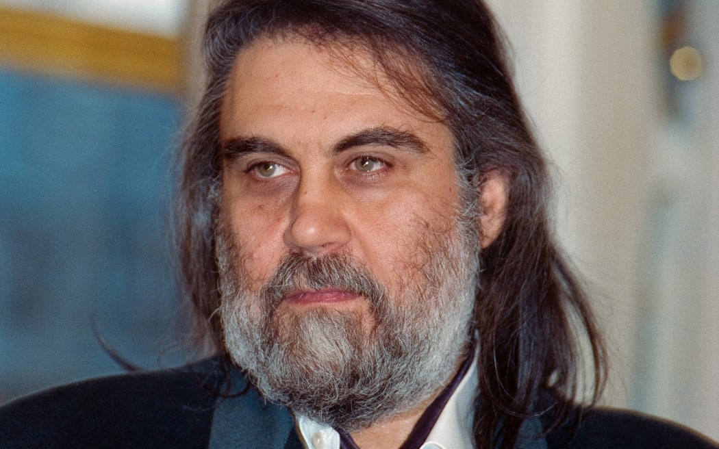Greek musician and composer Vangelis Papathanassiou, known as Vangelis, at the French Culture Ministry after receiving a decoration in October 1992.