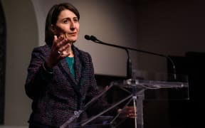 New South Wales Premier Gladys Berejiklian speaks after a State Library tour by the visiting Netherlands Prime Minister Mark Rutte in Sydney on October 9, 2019.