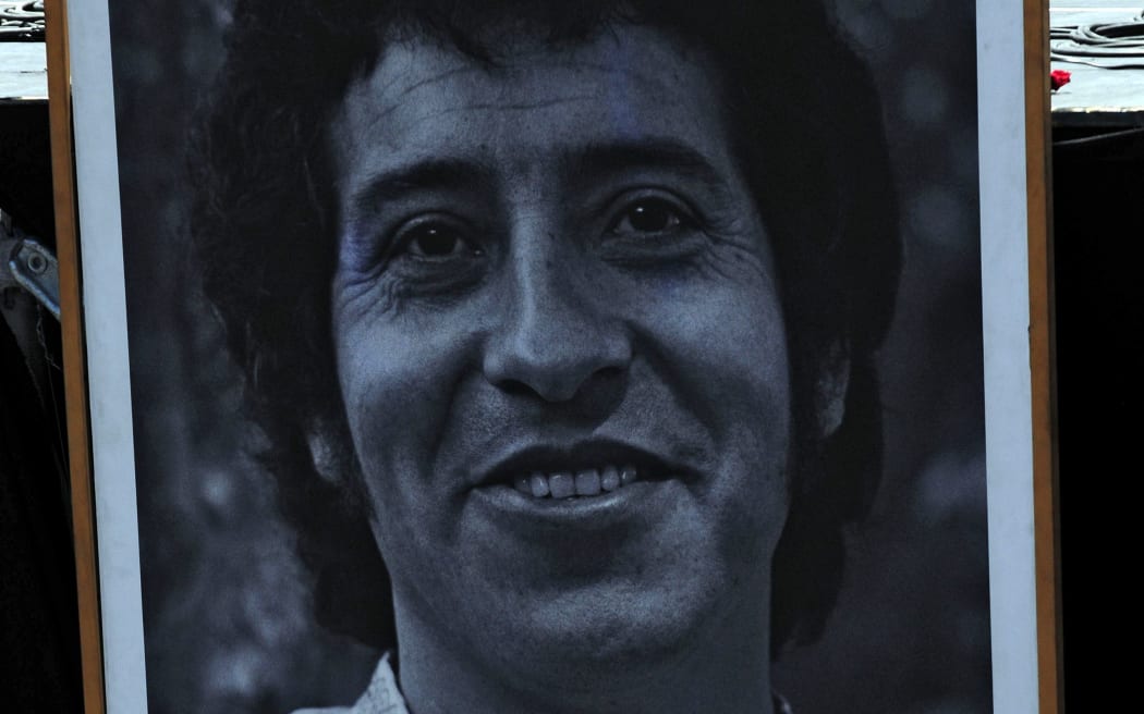 A portrait of Victor Jara, a Chilean folk singer killed in the wake of General Pinochet's 1973 coup.
