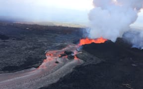 Lava fountains at "Fissure 8" of Kilauea Volcano on Hawaii's Big Island, June 2018