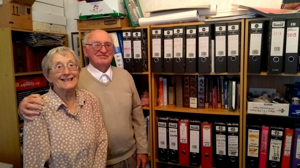 Stefania and Jozef Zawada - with their archive of the Pahiatua children2