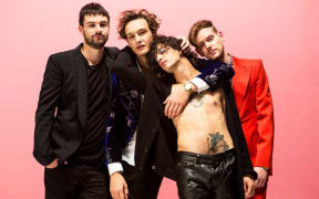 The 1975 (L-to-R: Ross MacDonald, George Daniel, Matthew Healy, Adam Hann)