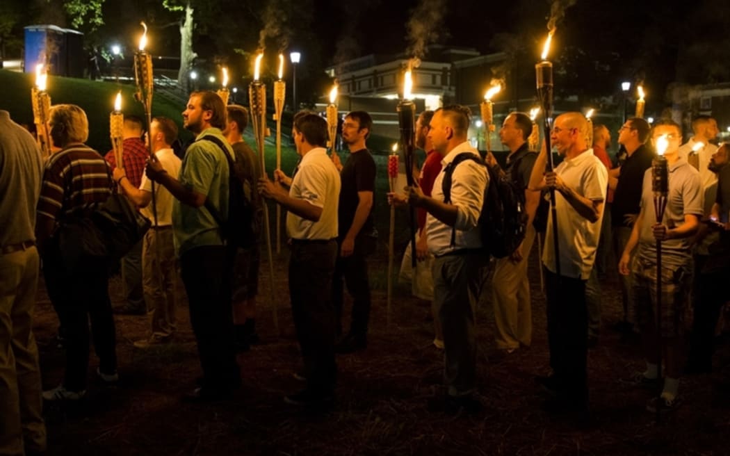 Neo Nazis, Alt-Right, and White Supremacists march in Charlottesville, Virginia.