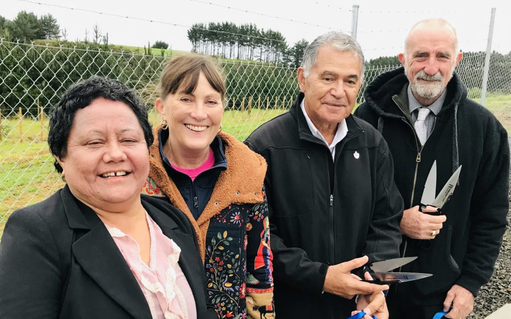 Sweetwater official ribbon cutting team – from left – Trudy Allen (Ngāti Kahu), Ann Court Far North Deputy Mayor, John Paitai (Te Rarawa) and Far North Mayor John Carter