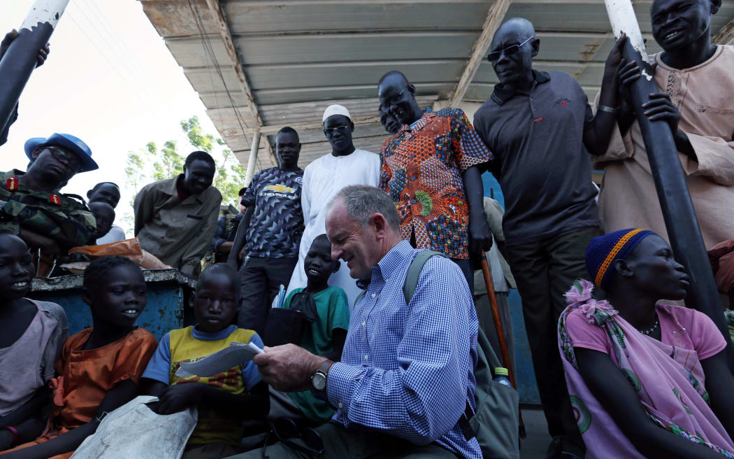 David Shearer with children in Koch