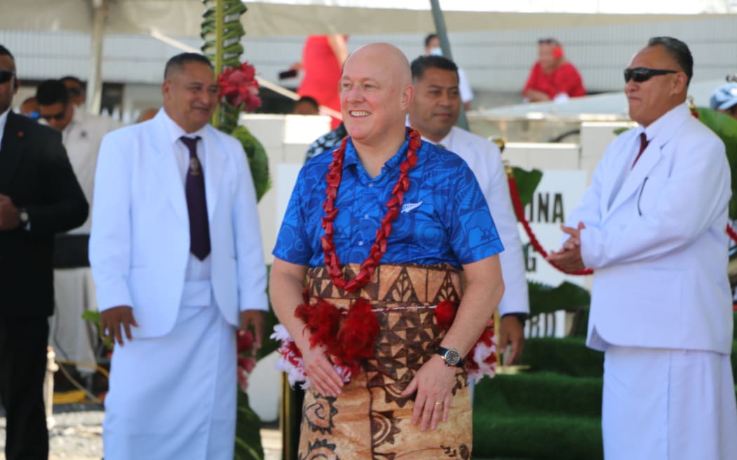 Prime Minster Christopher Luxon attends a ceremony in Apia.