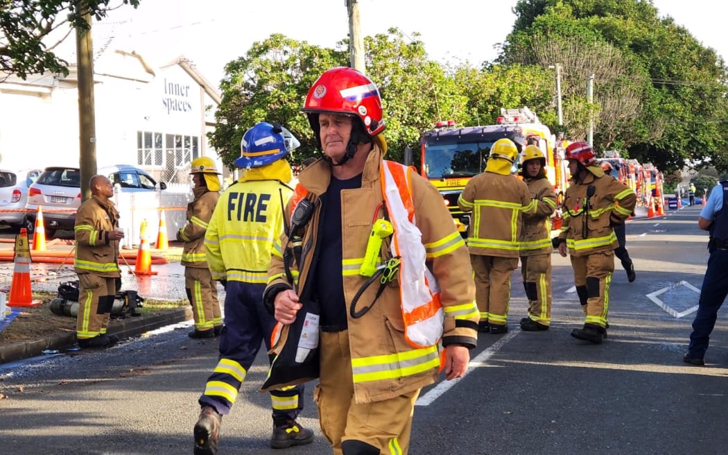 A fire on Galway Street, Onehunga on 21 February, 2024.