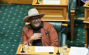 Te Paati Maori leader Rawiri Waititi in the chamber on budget day