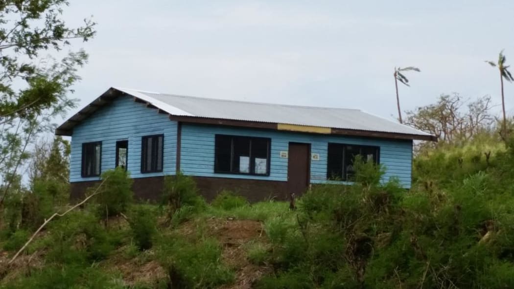 The school library in Vuaki, built by the Nairana Study Centre in 2010, is still standing after Cyclone Winston.
