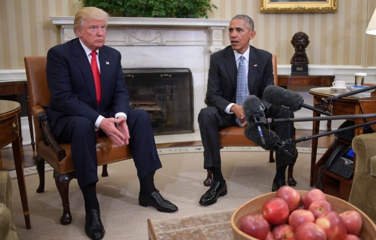 President-elect Donald Trump and President Barack Obama in the Oval office at The White House.