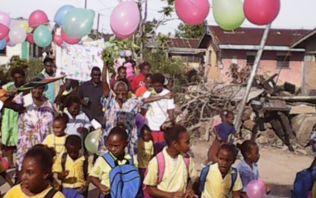 Kids of Mele kindergarten school on the island of Efate.