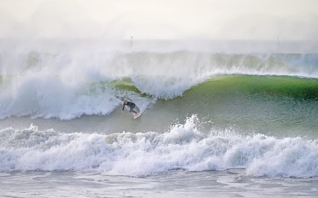 Big surf at 'Pipe' break, on Gisborne's Midway Beach.