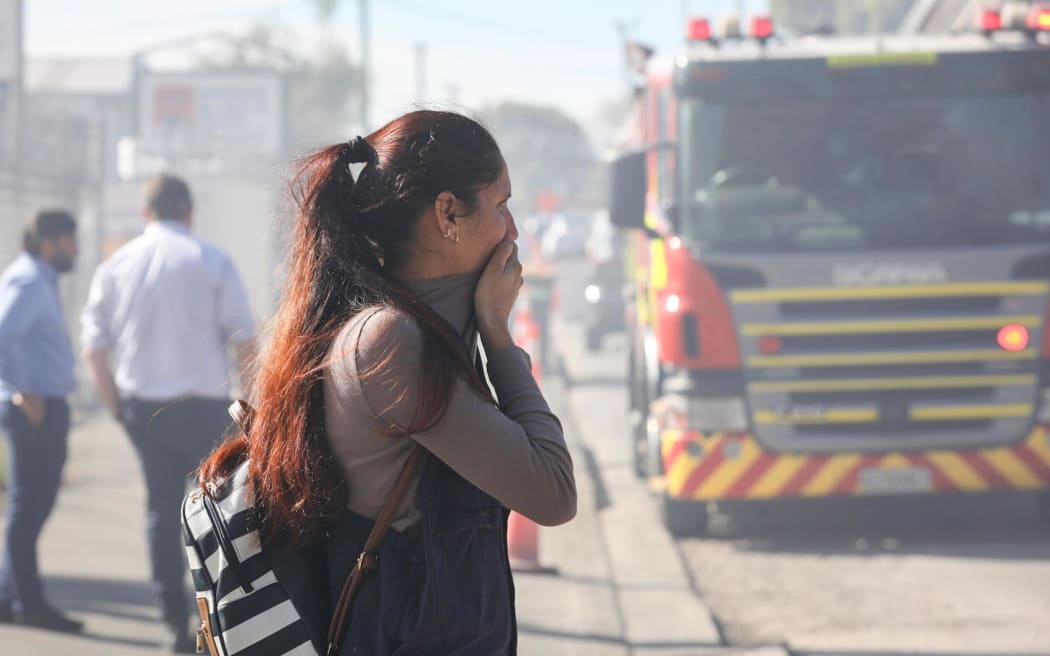 Thick black smoke can be seen pouring out of the industrial site in the suburb of Bromley