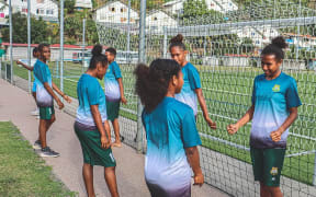 Vanuatu players at the training ground