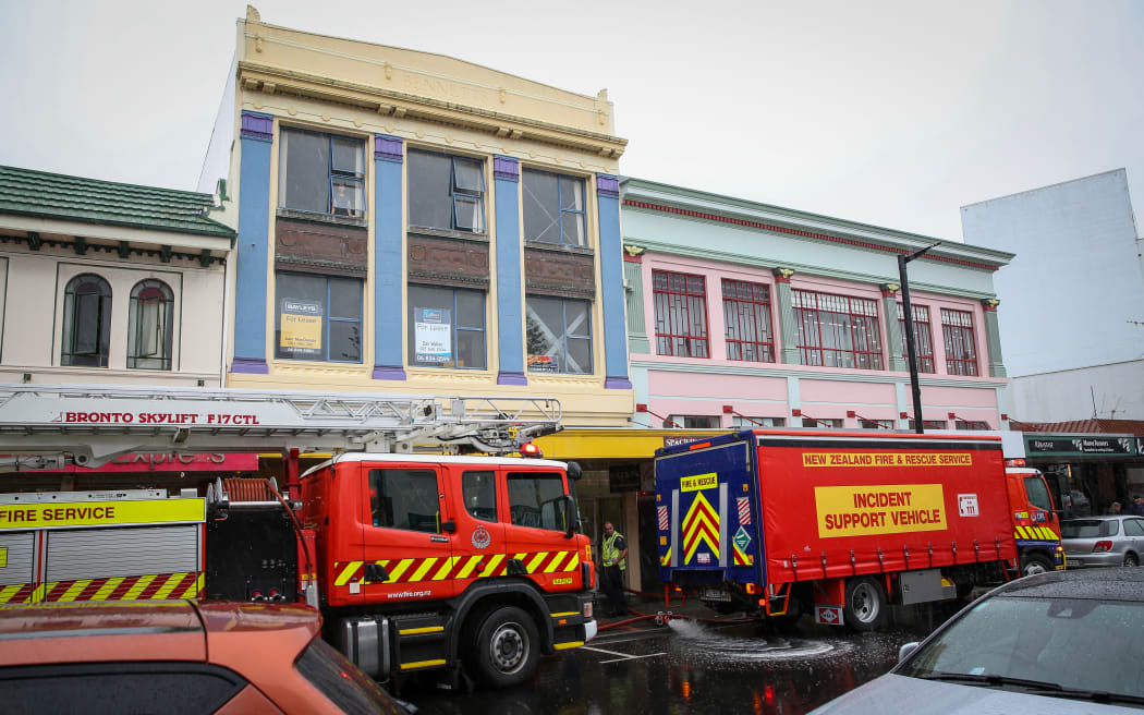 Fire service pumps water out of 139 Hastings Road, Napier.
