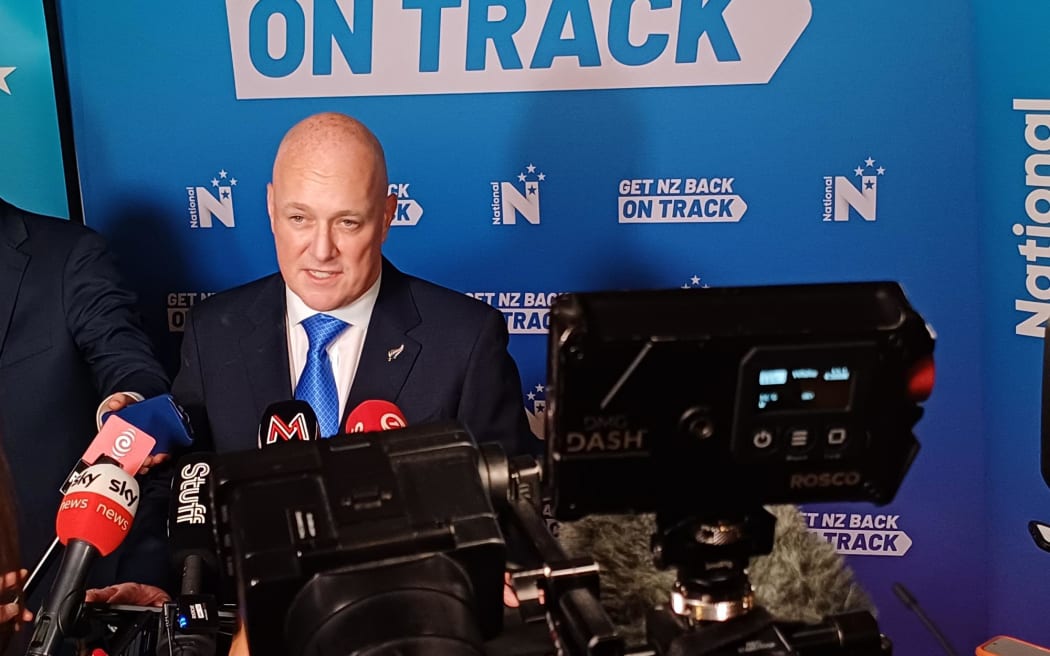 Christopher Luxon speaks to media on election night