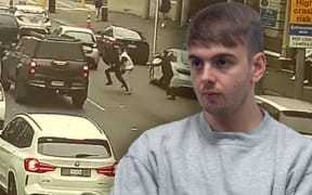 British fraudster Jack Hennessy (inset) seen trying to escape from police on Auckland's Hobson St in June 2024. The 27-year-old has been granted release from prison and is to be deported from New Zealand.