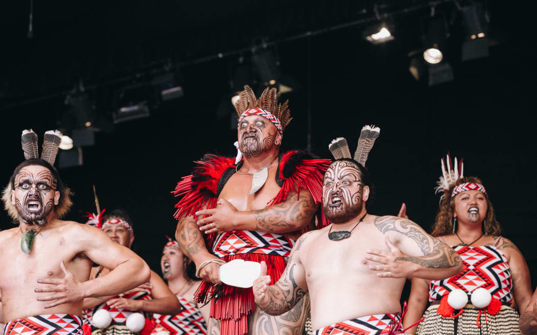 Wairoa's Mātangirau performing at Te Matatini Day Two, Eden Park, 23 February, 2023