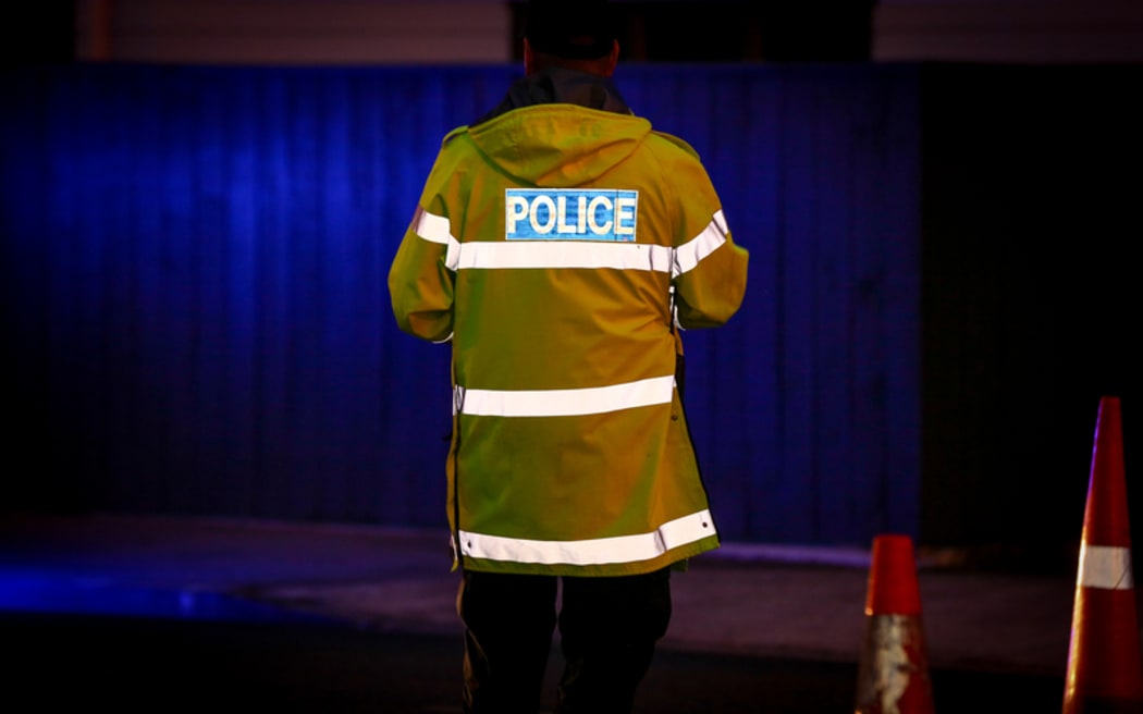 A police officer at a alcohol check point.